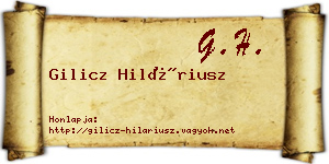Gilicz Hiláriusz névjegykártya